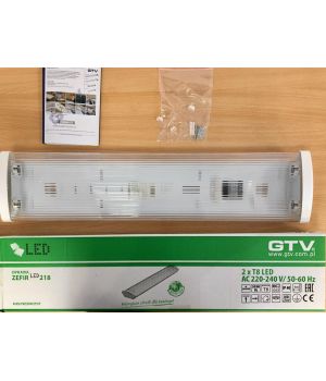 Настенно-потолочный светильник ZEFIR-LED 2x60см, T8, IP40, ABS/PC (прозрачный рассеиватель)