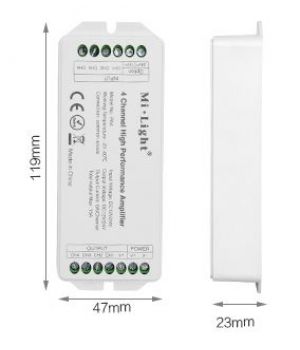 Підсилювач сигналу 4-х канальний для одноколірної та різноколірної світлодіодної стрічки 12-24 Вольт 15A