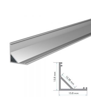 Алюмінієвий профіль кутовий 16*16 мм + матовий розсіювач, комплект
