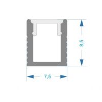 Алюмінієвий профіль вузький 8,5*7,5 мм + матовий розсіювач, комплект