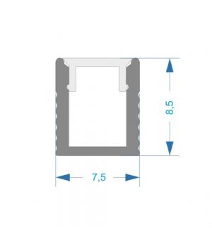 Алюмінієвий профіль вузький 8,5*7,5 мм + матовий розсіювач, комплект