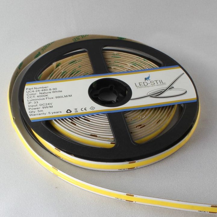 Светодиодная лента LED-STIL 4000K 9 Вт/м COB 480 диодов IP33 24 Вольта 950 lm нейтральный свет