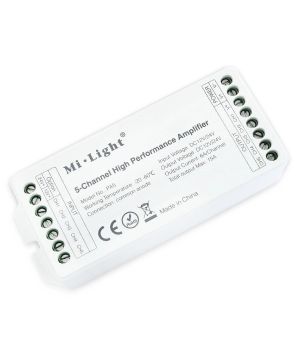 Підсилювач сигналу 5-ти канальний для одноколірної та різнокольорової світлодіодної стрічки 12-24 Вольт 15A