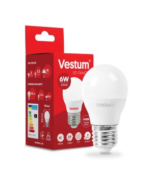 Світлодіодна лампа Vestum 6 Вт 4100К цоколь Е27 G45 нейтральне світло