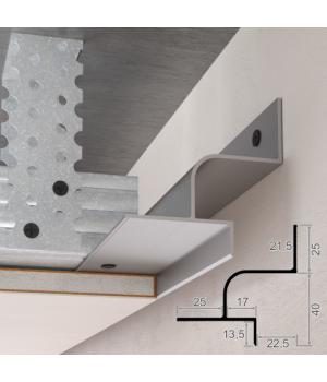 Алюмінієвий профіль тіньового шву для світлодіодної стрічки 22х40х2500 мм, LP-APTL-22