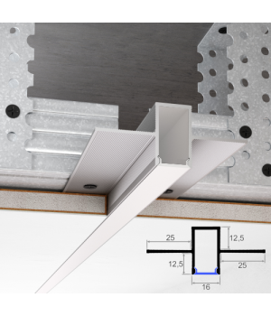 Алюмінієвий профіль тіньового шву для світлодіодної стрічки 16х25х2500 мм, LP-APTL-25