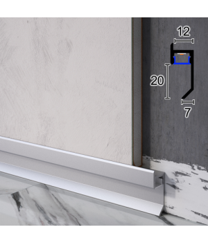 Алюмінієвий плінтус для монтажу світлодіодної стрічки висота 20 мм, LP-P-120