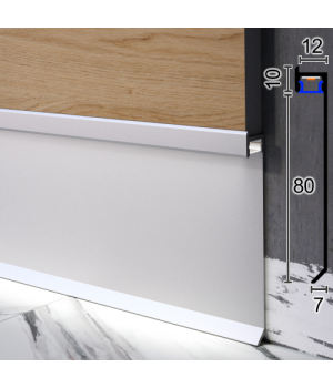 Алюмінієвий плінтус для монтажу світлодіодної стрічки висота 80 мм, LP-P-115