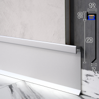 Алюмінієвий плінтус для монтажу світлодіодної стрічки висота 60 мм, LP-P-116