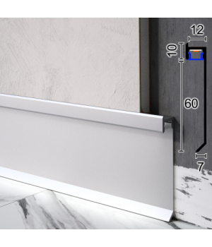 Алюмінієвий плінтус для монтажу світлодіодної стрічки висота 60 мм, LP-P-116