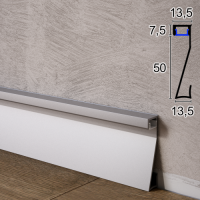 Алюмінієвий плінтус для монтажу світлодіодної стрічки висота 50 мм, LP-P-50