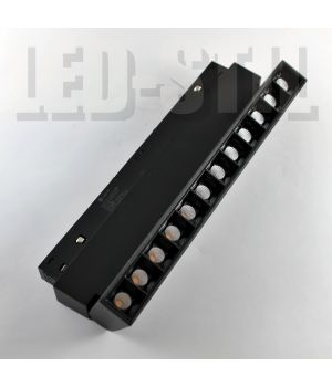 Магнітний трековий світильник поворотний 12 Вт 3000К 48 Вольт 1200 lm 36°, чорний корпус