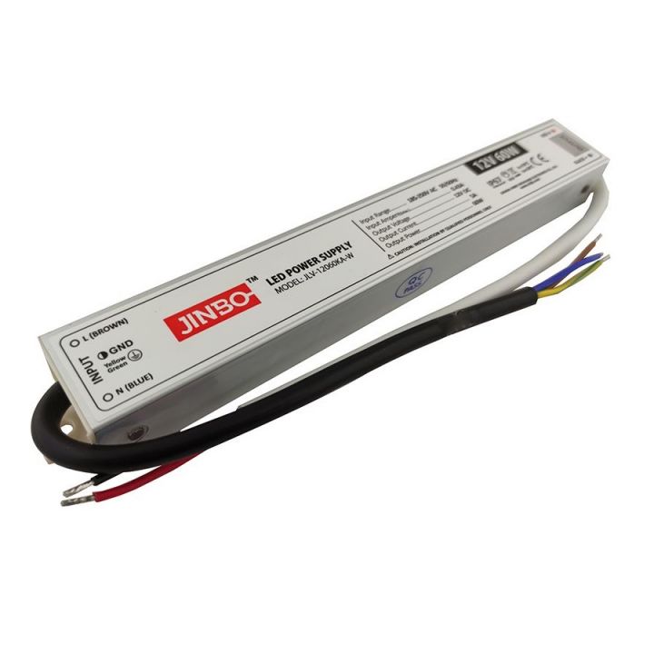 Блок живлення JINBO для лед стрічки 60 Вт 12V IP67, герметичний