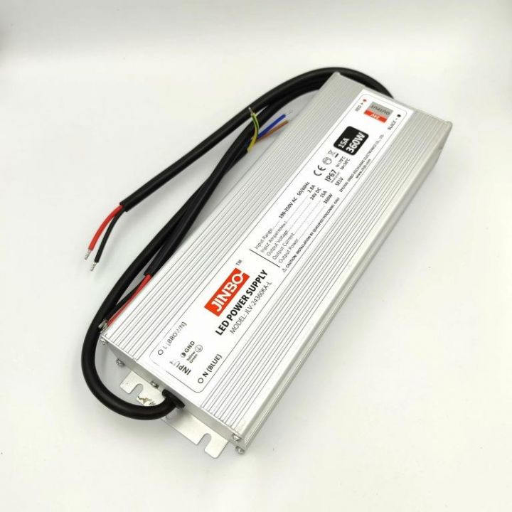 Блок живлення JINBO для лед стрічки 360 Вт 24V IP67, герметичний