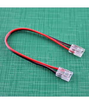 Конектор прозорий двосторонній 2 контакта, провід 15 см, для одноколірної COB LED стрічки 8 мм