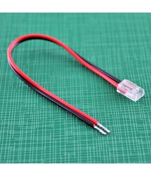 Конектор прозорий 2 контакта, провід 15 см, для одноколірної COB/SMD LED стрічки 5 мм