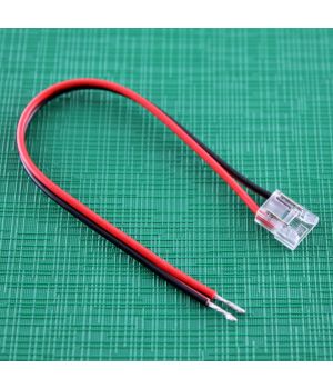 Конектор прозорий 2 контакта, провід 15 см, для одноколірної COB/SMD LED стрічки 10 мм