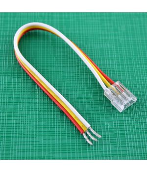 Конектор прозорий 3 контакта, провід 15 см, для двоколірної COB/SMD LED стрічки 10 мм